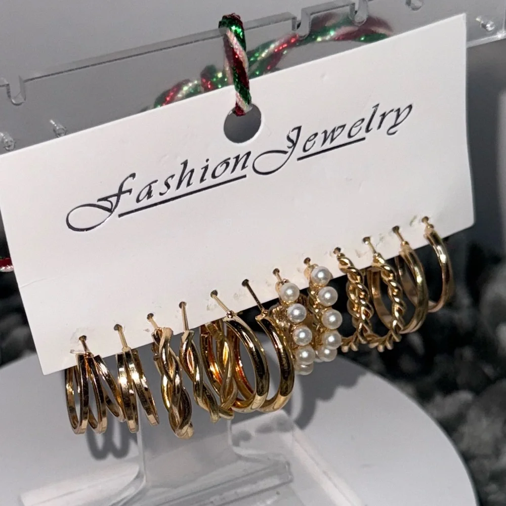 Fashion Jewelry Gold and Pearl Earring Collection - Picture 5 of 5